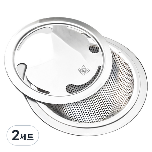 젊은이마켓 스텐 304 라운드 배수구망 + 커버 세트, 2세트