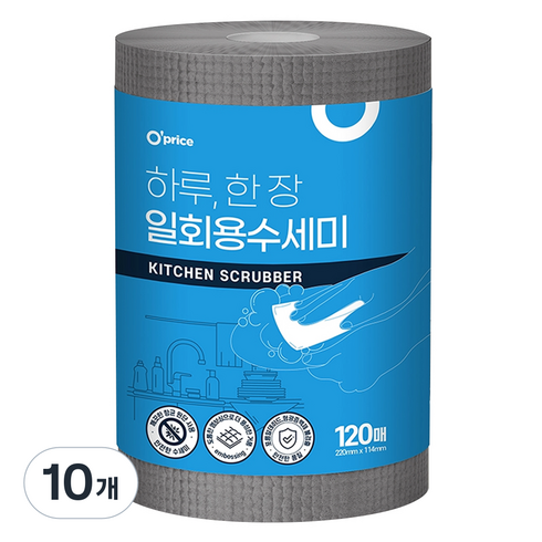 오프라이스 하루 한 장 일회용 수세미, 120개입, 10개