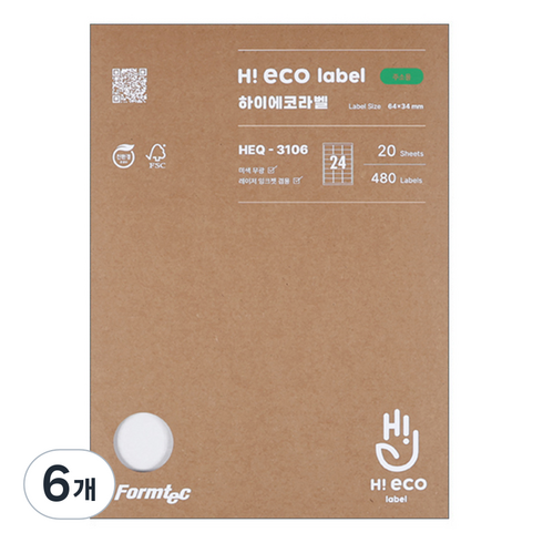 폼텍 하이에코 주소용 라벨지 HEQ-3106, 24칸, 120개