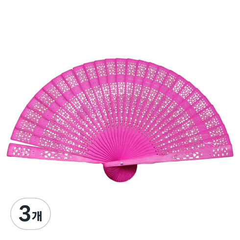 로이상점 컬러 시원한 접이식 펀칭 부채, 핑크, 3개