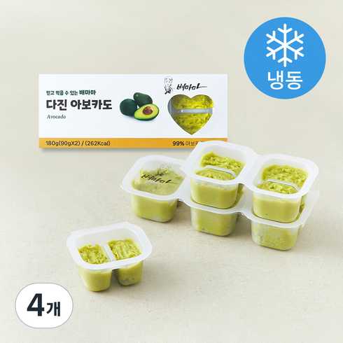 배마마 곱게 다진 아보카도 (냉동), 180g, 4개