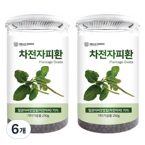 헬로우그린 차전자피환 통, 6개, 250g