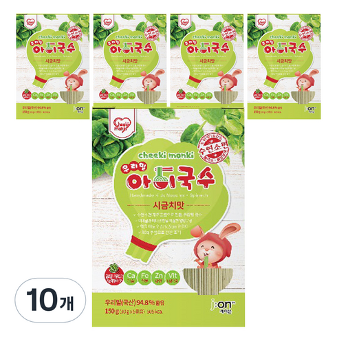 치키몽키 우리밀 아이국수, 시금치맛, 150g, 10개