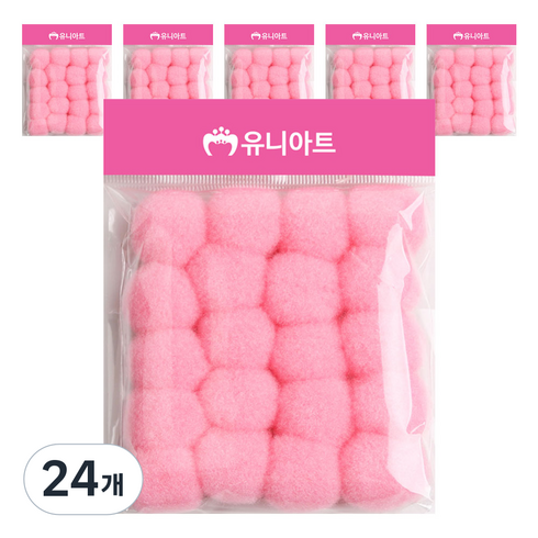 유니아트 1000 퐁퐁 30mm, 분홍, 24개
