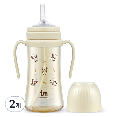 토비앤몰리 토비 PPSU 빨대컵, 280ml, 2개, 토비 바닐라
