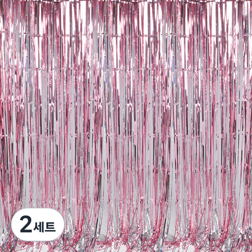 파티쇼 파티 장식 은박 수술 커튼 2종 x 4p 세트, 홀로그램실버, 로즈골드, 2세트