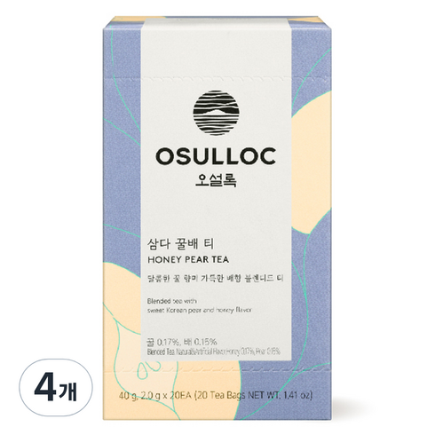 오설록 삼다 꿀배 티백, 2g, 20개입, 4개