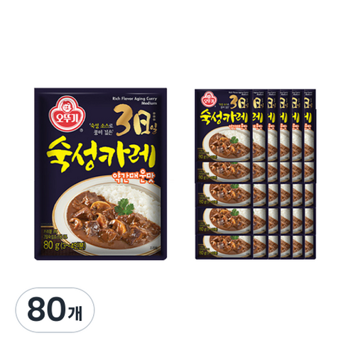 오뚜기 3일숙성카레 약간매운맛, 80g, 80개