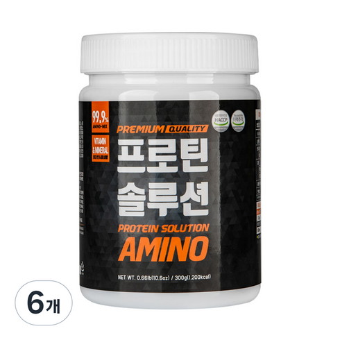 프로틴솔루션 무맛 필수 아미노산 8종 + 글루타민 보충제, 300g, 6개