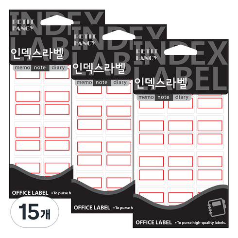 쁘띠팬시 인덱스 라벨 견출지 20-104R, 빨간색, 15개, 18개입