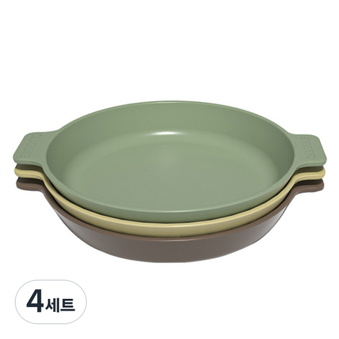 아카시아 식기세척기 가능한 가벼운 원형접시 15cm 3종 세트, 혼합색상, 4세트
