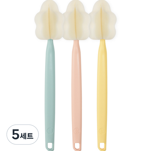 베이비앤아이 유아용 크림 롱 젖병솔 3종 세트, 레인보우, 5세트