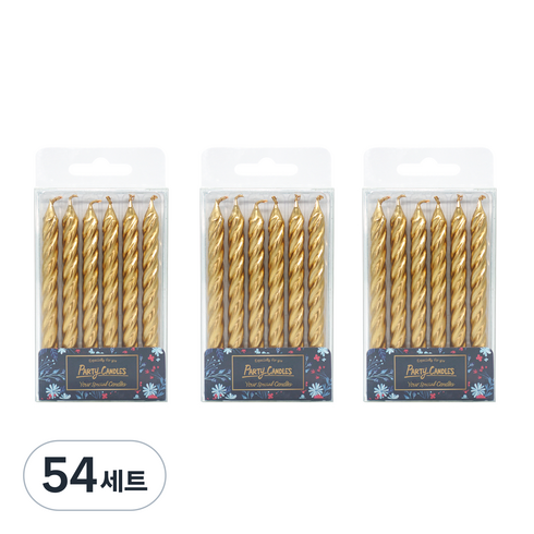 유어캔들 메탈릭 생일초 + 홀더 세트, 골디, 54세트