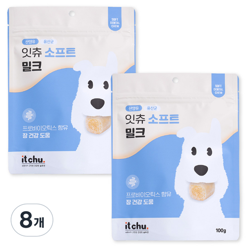 잇츄 강아지 소프트 껌, 산양유, 100g, 8개