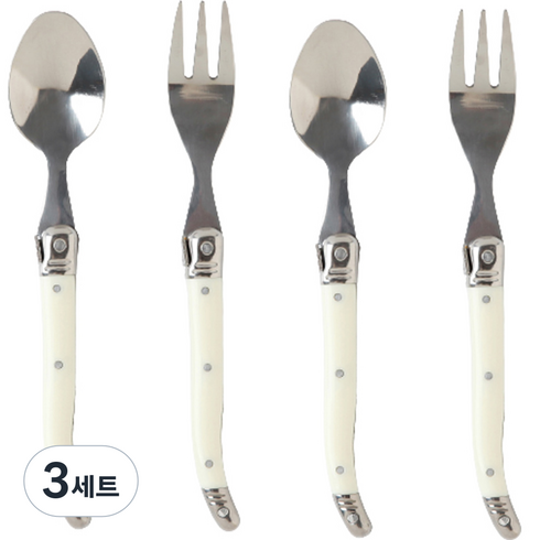 르리에 알비스 디저트 티타임 세트 화이트, 티스푼 2p + 티포크 2p, 3세트