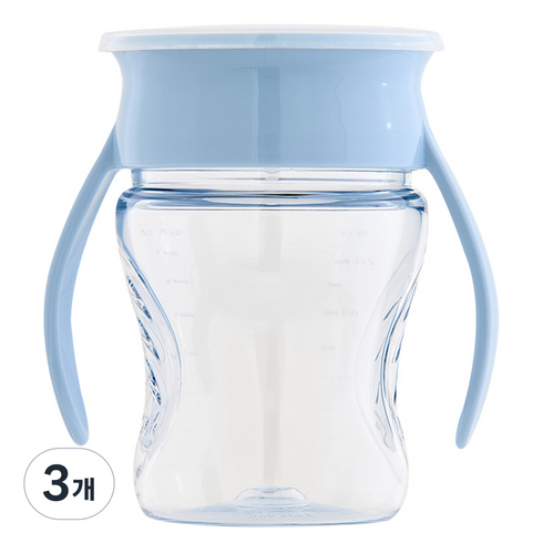 와우컵 베이비 트라이탄 스노우 빨대컵, 207ml, 3개, 블루