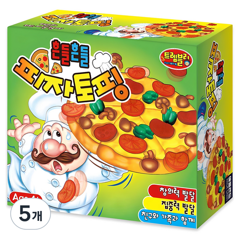 애들랜드 흔들흔들 피자토핑 보드게임, 5개, 혼합색상