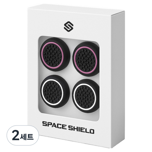스페이스쉴드 닌텐도 스위치 2 조이콘 호환 블랙 라인 엠보 실리콘 스틱 캡 2종 x 2p 세트, 블랙핑크, 블랙화이트, 2세트