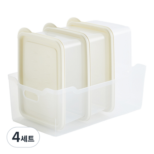 이지앤프리 이지킵 냉장고 정리용기 5호 트레이 소 + 깊은형 1.9L 3p 아이보리 세트, 4세트, 3P SET