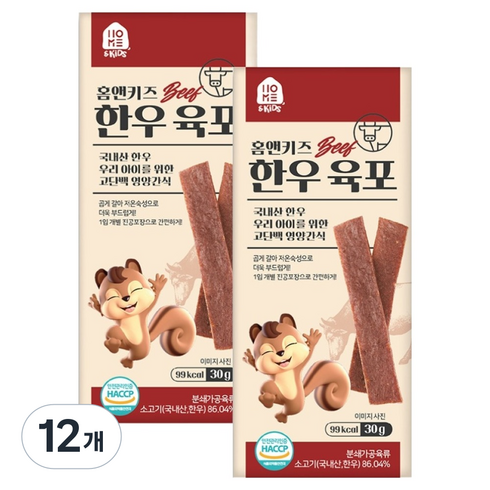 홈앤키즈 육포, 한우육포, 30g, 12개