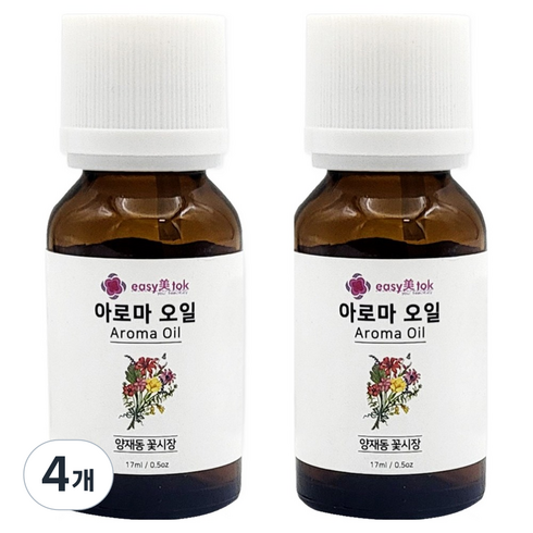 이지미톡 아로마 오일 방향제 원액, 양재동 꽃시장, 17ml, 4개
