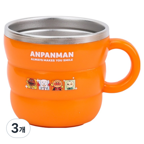 릴팡 호빵맨 더볼 항균 식기세척기용 스텐컵 HM9567, 3개, 250ml