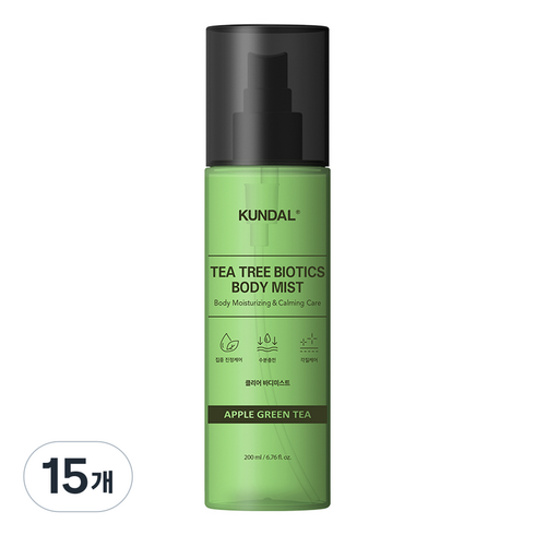 쿤달 티트리 바이오틱스 클리어 바디미스트 애플그린티, 200ml, 15개