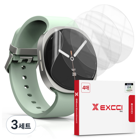 엑씨 풀커버 자가복원 TPU 스마트워치 액정보호필름 40mm 4p 세트, 투명, 3세트