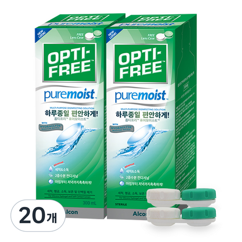 옵티프리 퓨어모이스트 렌즈세정액 + 렌즈케이스, 300ml, 20개