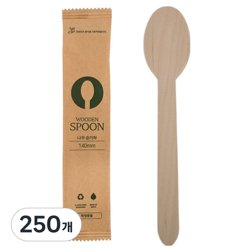 생활을그리다 우드 스푼 개별포장 140mm, 1개입, 250개