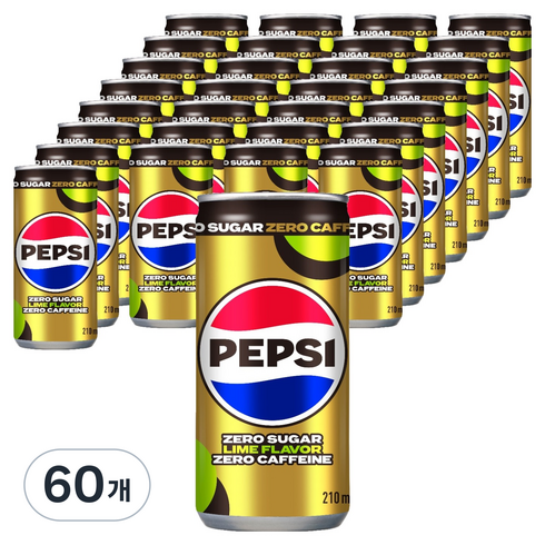 펩시 제로슈거 라임향 제로카페인 탄산음료, 210ml, 60개