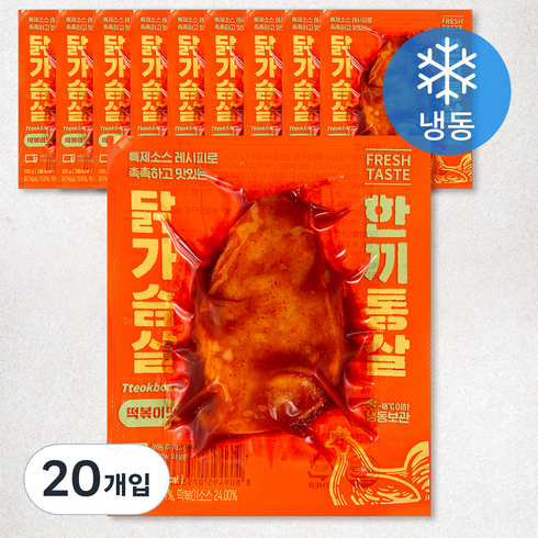 한끼통살 닭가슴살 떡볶이맛 (냉동), 100g, 1개입, 20개
