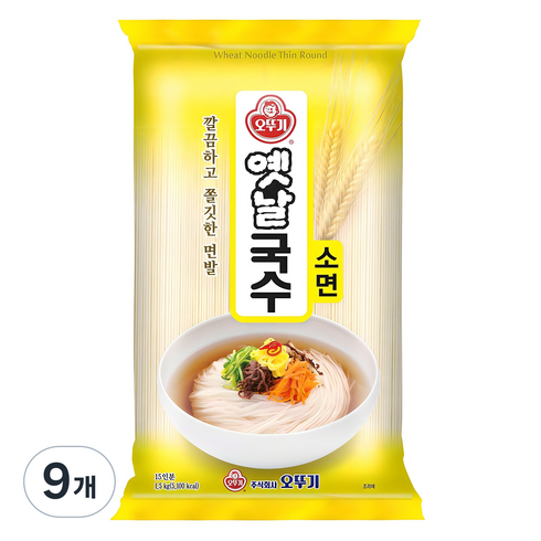오뚜기옛날 국수 소면, 1.5kg, 9개