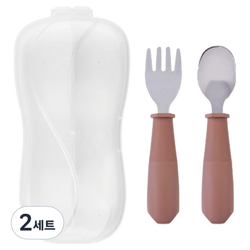 타이니트윙클 토들러 스테인리스 식기세트, 토프, 스푼 + 포크 + 케이스, 2세트