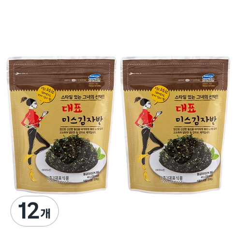 한아담식품 대표 미스 김자반, 40g, 12개