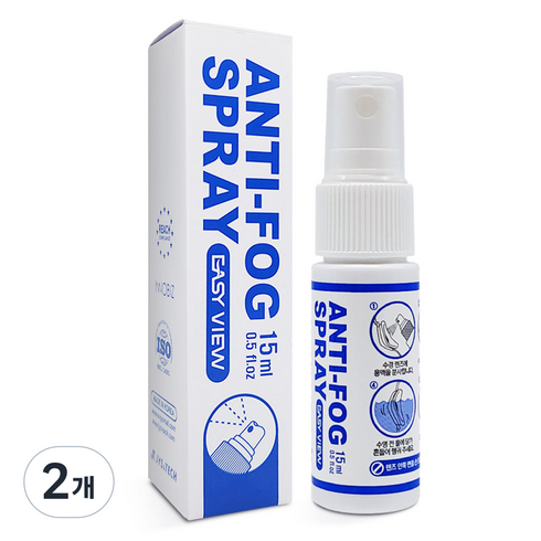 이지뷰 수경용 안티포그 김 서림 방지 용액 스프레이타입, 15ml, 2개