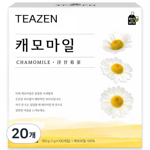 티젠 캐모마일차 티백, 1g, 100개입, 20개