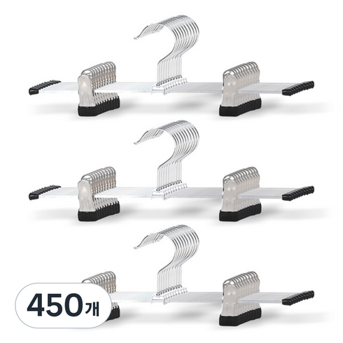 마켓플랜 원핏 논슬립 집게 바지걸이, 블랙, 450개