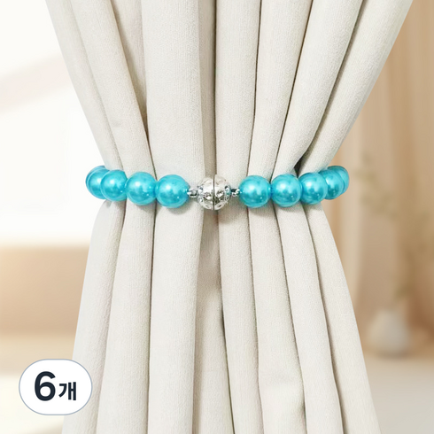 제이케이 커튼 고정 스트랩 25cm, 블루, 6개