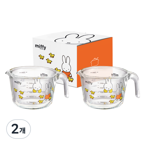 에지리 미피 내열유리 계량컵 S 2p, 투명, 2개, 250ml