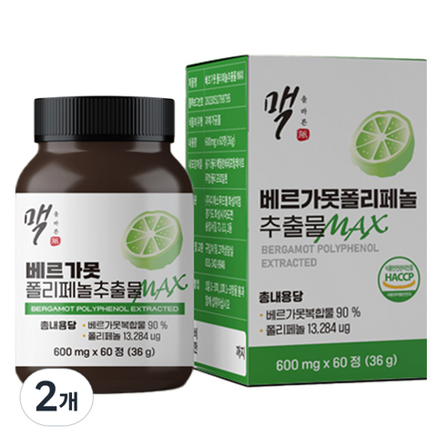 올바른맥 베르가못 폴리페놀 추출물 MAX 36g, 2개, 60정
