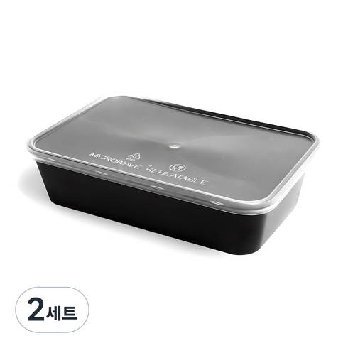 사각 내열도시락 T-500A 검정, 50개, 2세트