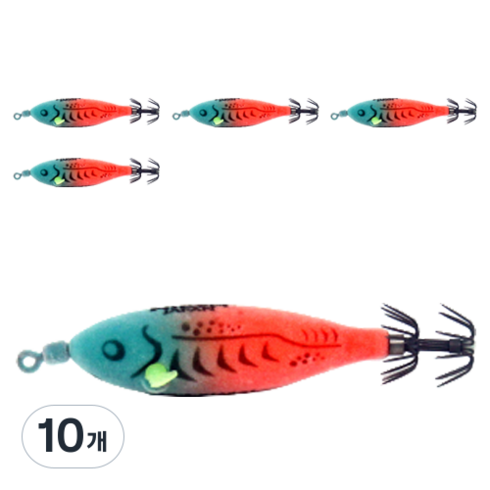 NIKEN 야광 쭈꾸미 갑오징어 문어 케이무라 수평 복숭아 에기 70mm, 10개, 5.9g, 07 블루 + 오렌지
