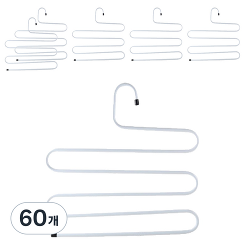 일상포인트 5단 논슬립 바지 걸이, 화이트, 60개