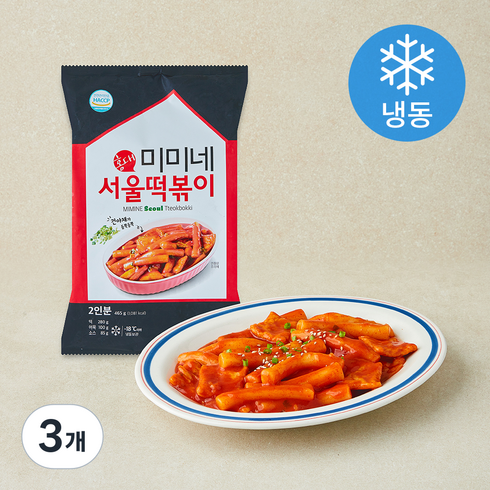 미미네 서울떡볶이 (밀떡) (냉동), 465g, 3개