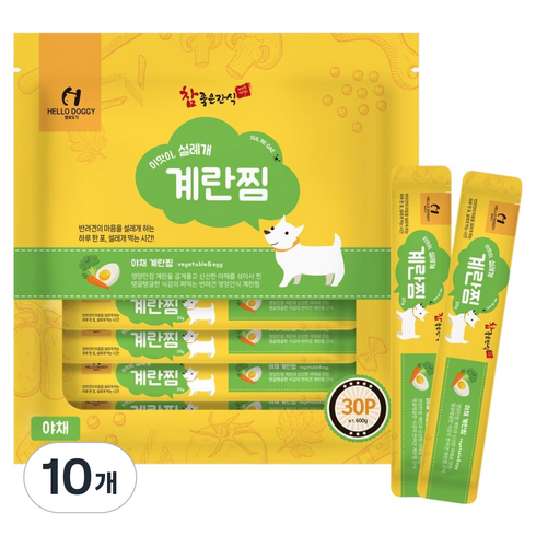 헬로도기 강아지 설레개 간식, 10개, 600g, 혼합맛(계란/야채)