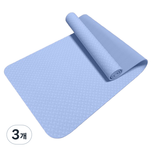 트라이스 미끄럼방지 스포츠 스트레칭 요가매트, 블루, 3개
