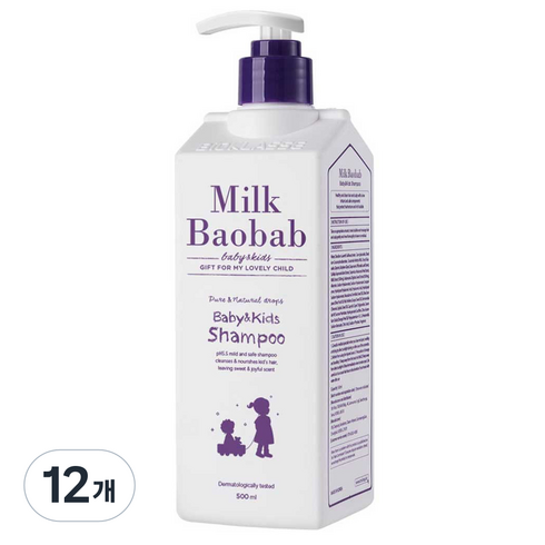 밀크바오밥 베이비 앤 키즈 샴푸, 500ml, 12개