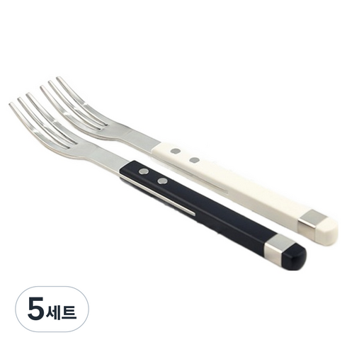 보겐 스퀘어 솔렌 커트러리 티포크 2종 세트, 블랙, 화이트, 5세트