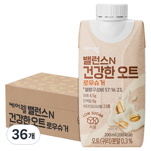 케어웰 밸런스N 건강한 오트 로우슈거, 36개, 200ml